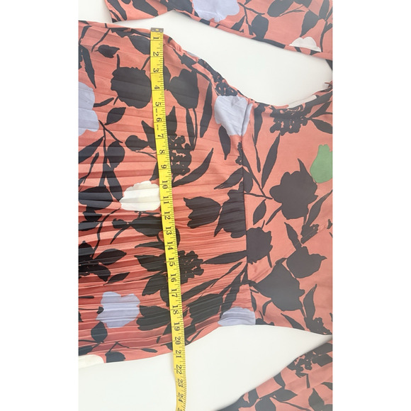 Asos Design Pleated Midi Floral Teacher Secretary Flute Sleeve Dress Size 8 - Picture 9 of 16